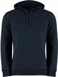 Introducing the KK333 by Kustom Kit: a plain black hoodie featuring a front pocket and drawstrings. It has long sleeves, a relaxed fit, and is displayed against a white background.