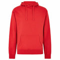 A Kustom Kit KK333 hoodie in a solid red color, featuring a front pocket and drawstrings, shown against a white background.