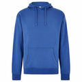A KK333 hoodie by Kustom Kit featuring long sleeves, a front pocket, and drawstrings, available in blue.