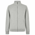 The KK334 by Kustom Kit is a gray zip-up sweatshirt featuring a stand collar, long sleeves, and side pockets, displayed against a plain white background.