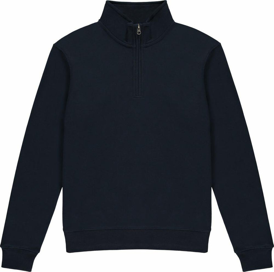 A Kustom Kit KK335 high-neck, long sleeve quarter-zip pullover sweater in black.