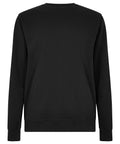 A black crew neck long-sleeve sweatshirt with a plain design, shown on a white background. No logos, patterns, or embellishments are visible.
