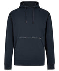 The Hoodies product features a dark blue colour, hood with drawstrings, long sleeves, a front kangaroo pocket with a horizontal zip, and is shown against a white background.
