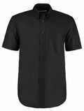 Kustom Kit KK350 black short-sleeve button-up shirt featuring a single front chest pocket.