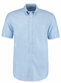 Kustom Kit KK350 light blue button-up short-sleeve shirt featuring a front pocket.