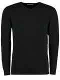 The Kustom Kit KK352 is a plain black V-neck sweater with long sleeves.
