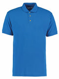 The KK400 by Kustom Kit is a plain blue polo shirt featuring a collar and three buttons down the front.