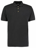 Introducing the Kustom Kit KK400, a classic black polo shirt featuring short sleeves, a collar, and a three-button front for a versatile and stylish look.