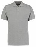 The KK400 by Kustom Kit is a plain gray polo shirt with short sleeves, a collar, and three buttons on the placket.