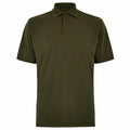 The KK403 by Kustom Kit is a plain dark green polo shirt featuring short sleeves and a three-button collar.
