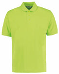 Introducing the KK403 by Kustom Kit: a vibrant lime green polo shirt featuring short sleeves and a classic collar. This stylish shirt includes a three-button placket and is perfectly displayed against a simple white background.