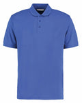 The KK403 by Kustom Kit is a plain blue polo shirt featuring a collar and three buttons, displayed on a white background.