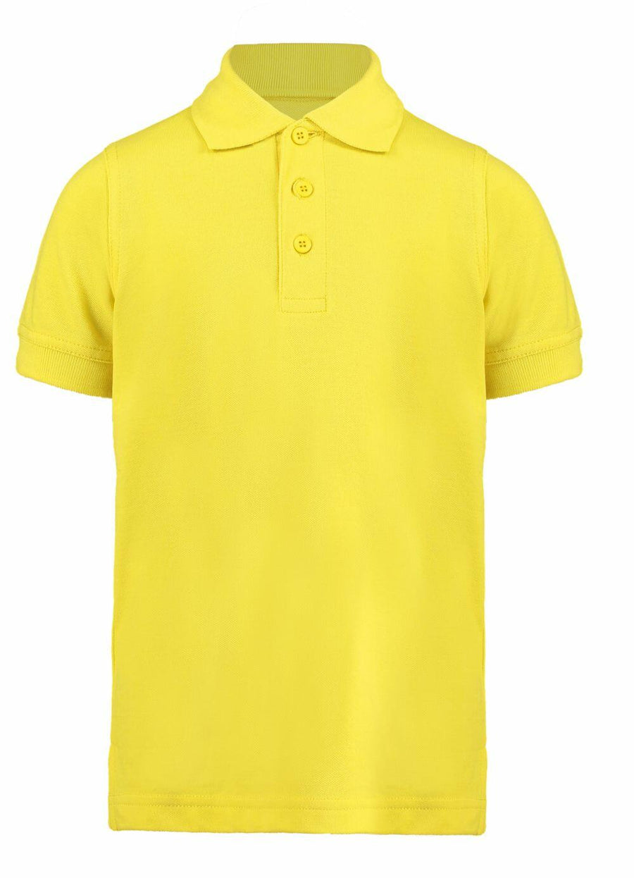 A plain yellow Kustom Kit polo shirt (Product Name: KK406) featuring a three-button placket and short sleeves.