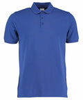 Introducing the Kustom Kit KK408, a simple yet classic design featuring a plain blue polo shirt with short sleeves and a collar. It includes a three-button placket for added style.