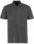 A Kustom Kit KK422 polo shirt in dark gray, featuring short sleeves, a collar, and a three-button placket, is shown against a white background.