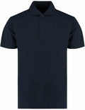 The Kustom Kit KK422 is a plain black polo shirt featuring short sleeves, a collar, and a three-button placket, presented against a white background.