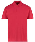 The Kustom Kit KK422 is a red polo shirt with short sleeves and a classic collar, featuring a three-button placket. The shirt is displayed against a plain white background.