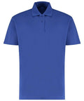 A Kustom Kit KK422 polo shirt featuring a plain blue design with short sleeves and a three-button collar.