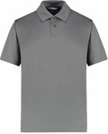 The KK444 by Kustom Kit is a gray polo shirt featuring a collar and two buttons.