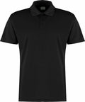 The Kustom Kit KK455 is a black polo shirt featuring short sleeves, a collar, and a three-button placket.