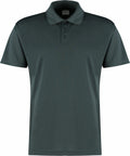 The Kustom Kit KK455 is a dark green polo shirt featuring a collar and a three-button placket.