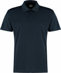 A Kustom Kit KK455 black short-sleeve polo shirt featuring a collar and three-button placket.