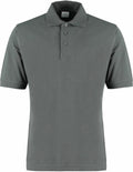 Kustom Kit KK460 gray short-sleeve polo shirt featuring a collar and three buttons, showcased on a plain background.