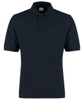 Displayed against a white background, the Kustom Kit KK460 is a plain black polo shirt featuring short sleeves, a collar, and a three-button placket.