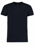 The KK504, a plain black T-shirt from Kustom Kit featuring short sleeves and a round neckline, is displayed against a white background.