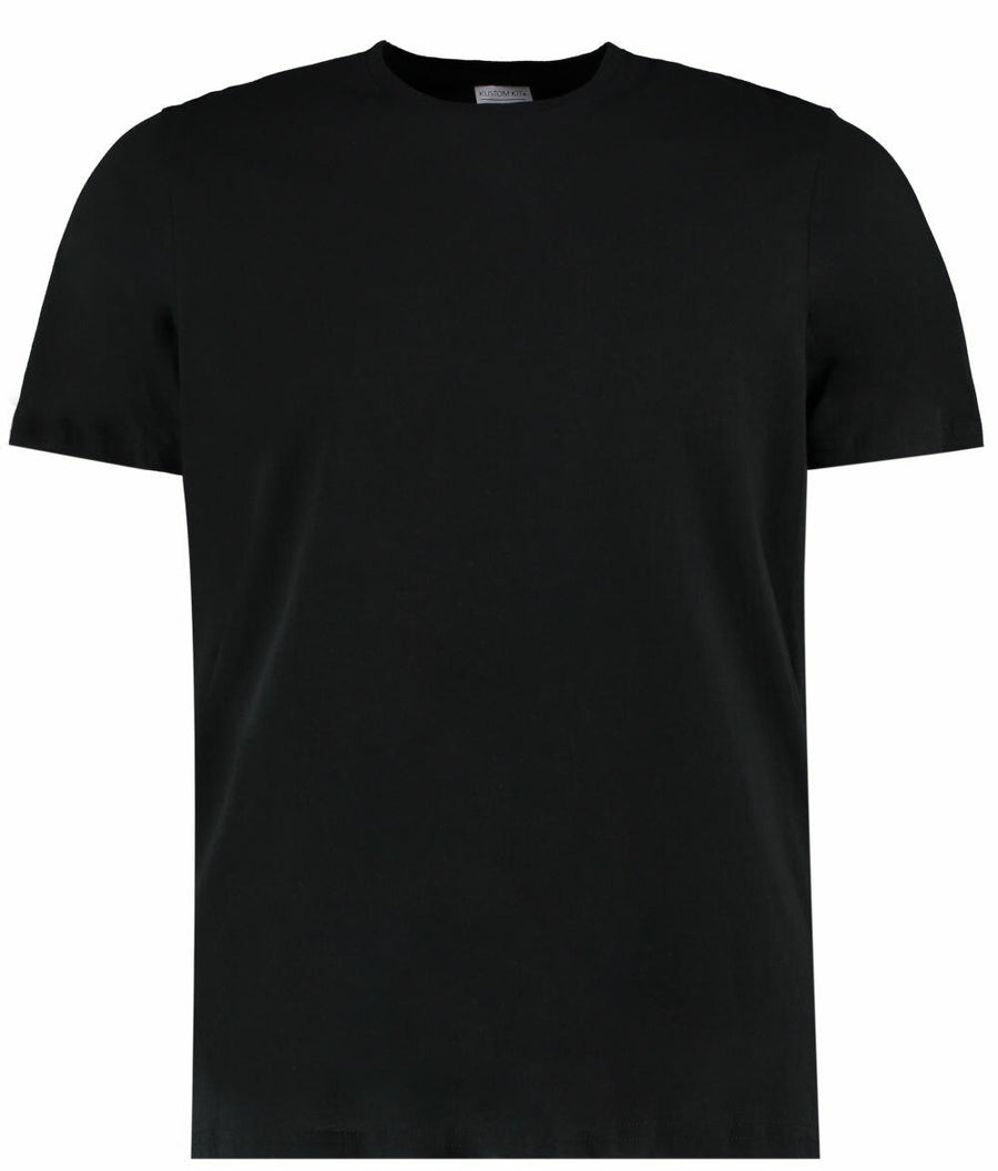 A short-sleeve t-shirt in plain black from the Kustom Kit brand, model KK507.