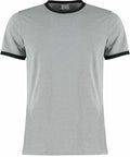 The KK508 by Kustom Kit is a plain gray T-shirt featuring black collar and sleeve trim.