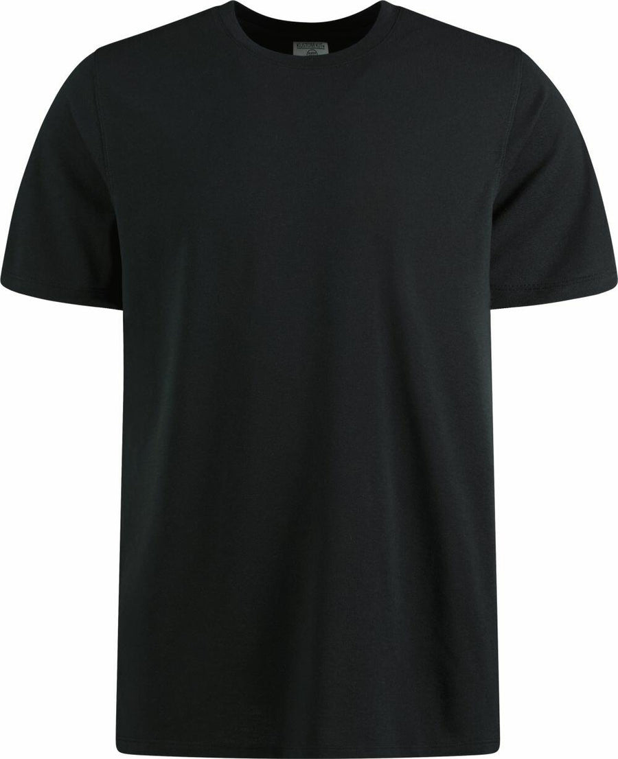 The KK530, a plain black T-shirt by Kustom Kit featuring a round neckline and short sleeves, is displayed against a white background.