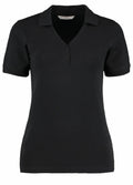 The Kustom Kit KK732 is a black short-sleeve polo shirt displayed on a plain background, showcasing its collar and buttoned placket.