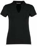 The KK770 by Kustom Kit is a black short-sleeve shirt with a V-cut neckline displayed against a plain background.