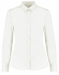Kustom Kit's KK782 is a white long-sleeve button-up shirt featuring a pointed collar and cuffs, displayed against a plain background.