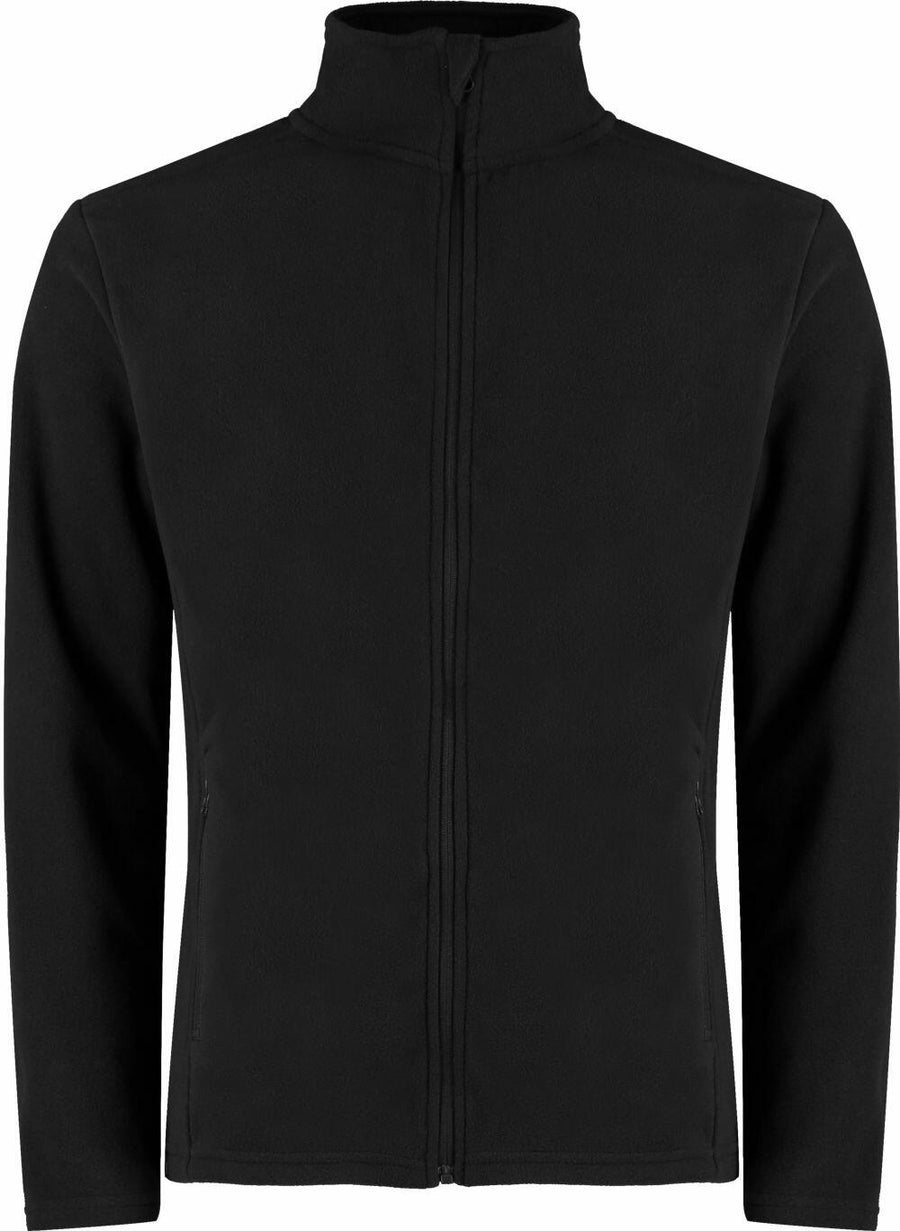 KK902 by Kustom Kit is a black fleece zip-up jacket with a high collar, shown facing forward.