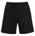 Kustom Kit KK980 black athletic shorts featuring an elastic waistband and side stripes.