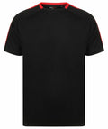 LV290 by Finden & Hales - black T-shirt featuring red accents on the shoulders and sleeves.
