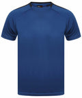 The LV290 by Finden & Hales is displayed on a white background, featuring a solid blue design with short sleeves and a black collar.