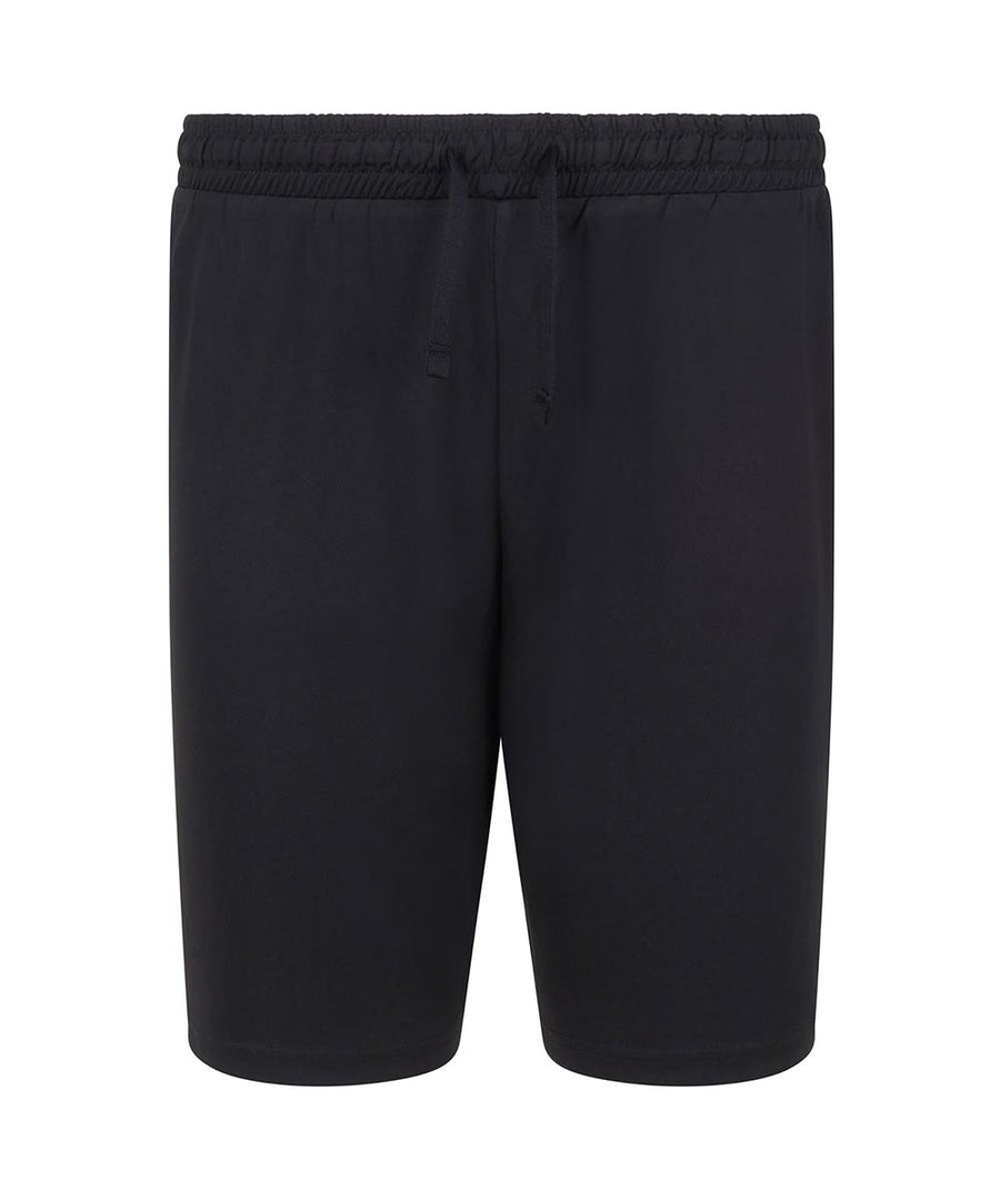 Shorts in black featuring an elasticated waistband and drawstring, shown on a plain white background.