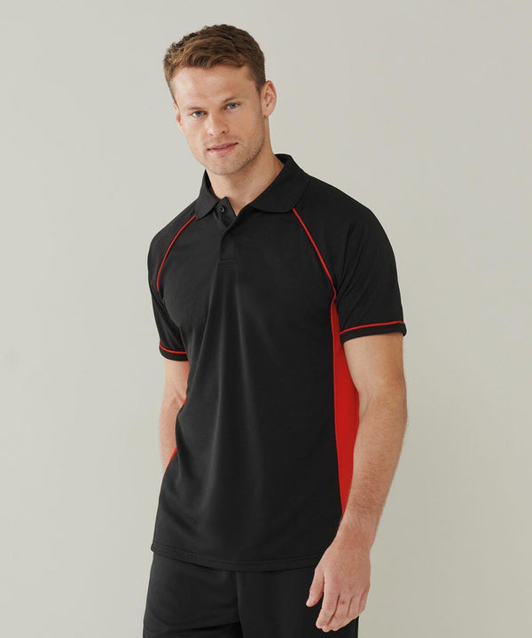 A person wearing a Finden & Hales LV310 with red accents stands against a plain background.