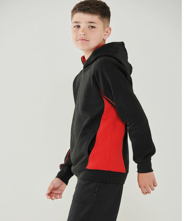 A boy stands sideways wearing a Finden & Hales LV339 with red accents, looking at the camera.
