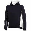 Product LV339, a black long-sleeve hoodie with white side panels by Finden & Hales, displayed on a white background.