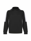 Product Data: The LV342 by Finden & Hales is a black hoodie featuring white panels on the shoulders and sleeves, showcased against a white background.