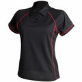 Finden & Hales LV371 polo shirt in black with red piping accents on the sleeves and sides.