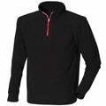 The LV570 by Finden & Hales is a black long-sleeve pullover featuring a red zipper and a high collar.