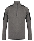 The LV571 by Finden & Hales is a gray long-sleeve pullover featuring a black zipper and black shoulder accents, displayed against a white background.