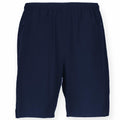 The LV817 from Finden & Hales is a pair of plain navy blue shorts featuring an elastic waistband and zipped side pockets.
