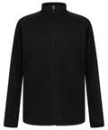 The LV873 by Finden & Hales is a plain black zip-up jacket featuring a high collar and long sleeves, displayed against a white background. The sleek and simple design includes two subtle pockets on either side of the zipper.
