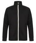 Finden & Hales LV873 – A black jacket featuring a white zipper, two side pockets, and a high collar.